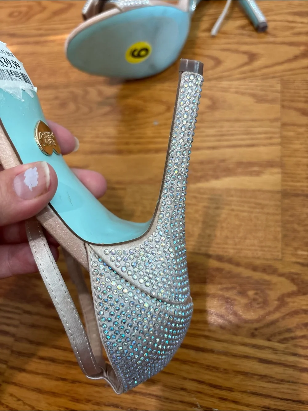 Blue by Betsey Johnson Gwen heels Size 9 bedazzled rhinestones